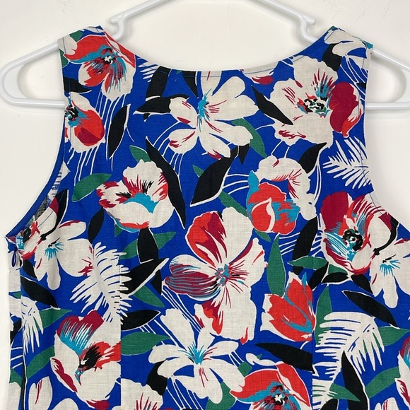 J Crew Factory Tropical Floral Linen Blend Peplum Sleeveless Top. Size 0 - Picture 6 of 10